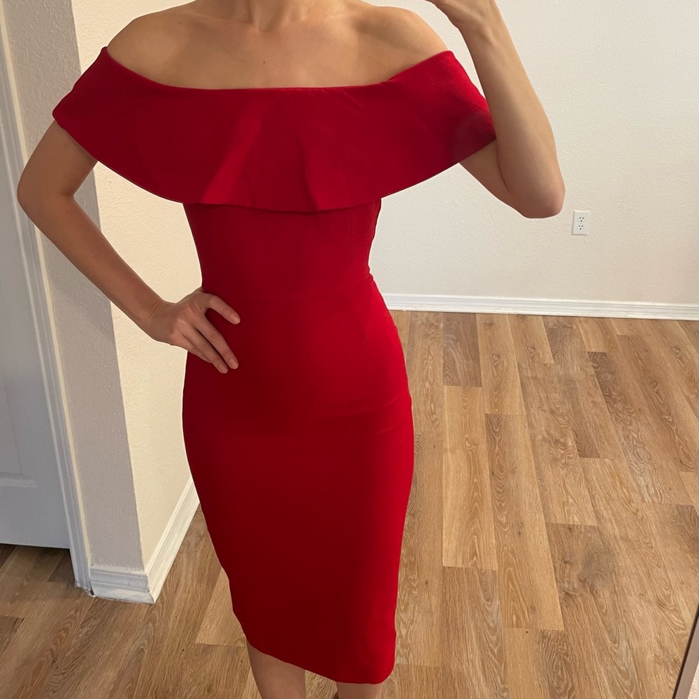 Zara Red Midi Dress Size 2